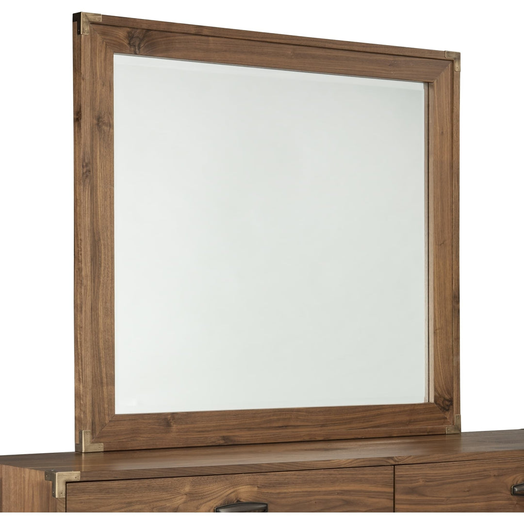 Adler Beveled Glass Mirror in Natural Walnut — on a white background