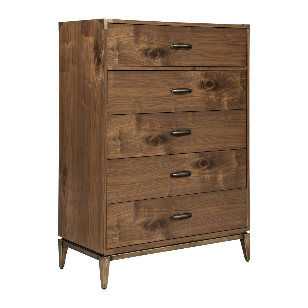 Adler Five Drawer Chest by Modus in Natural Walnut — on a white background