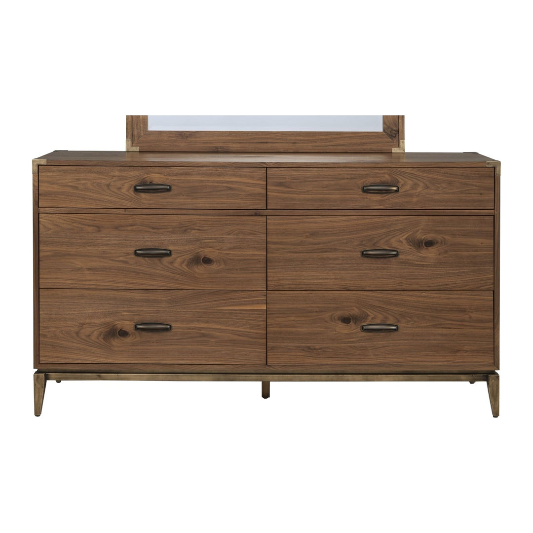 Adler Six Drawer Dresser by Modus in Natural Walnut — on a white background