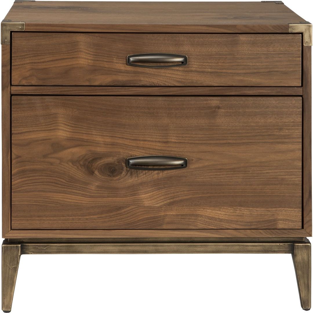 Adler Two Drawer Nightstand in Natural Walnut — on a white background