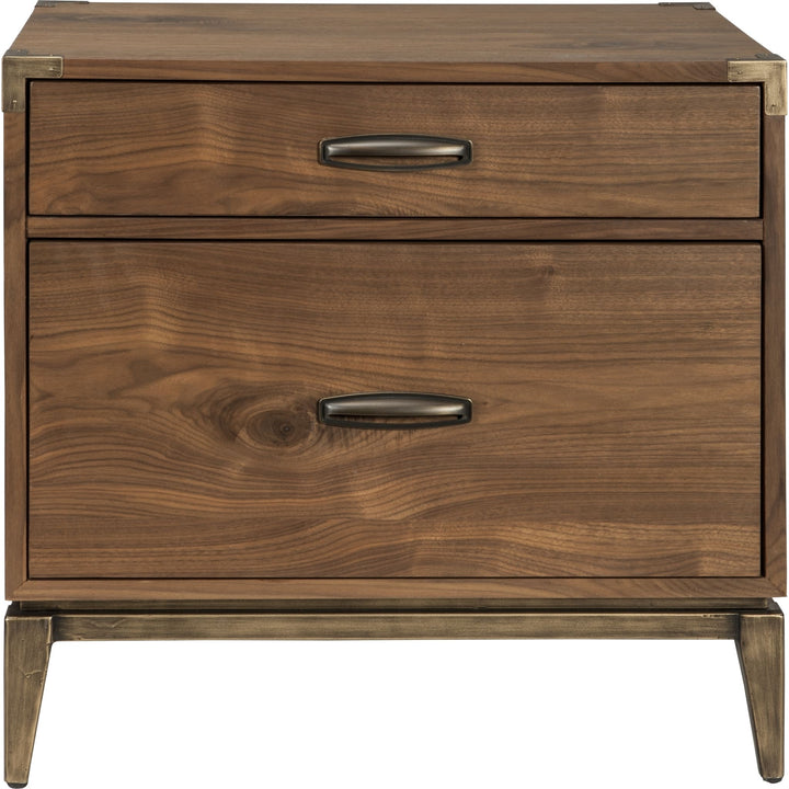 Adler Two Drawer Nightstand in Natural Walnut — on a white background
