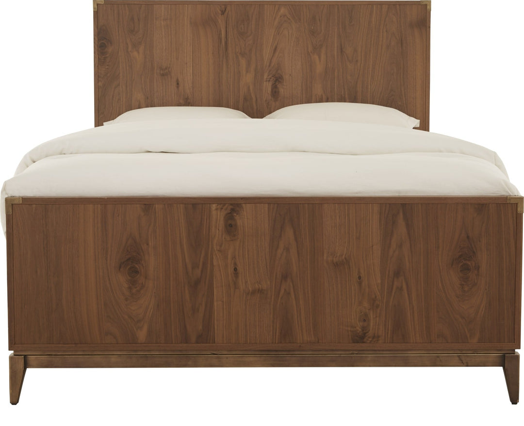 Adler Wood Panel Bed in Natural Walnut — white background, front view