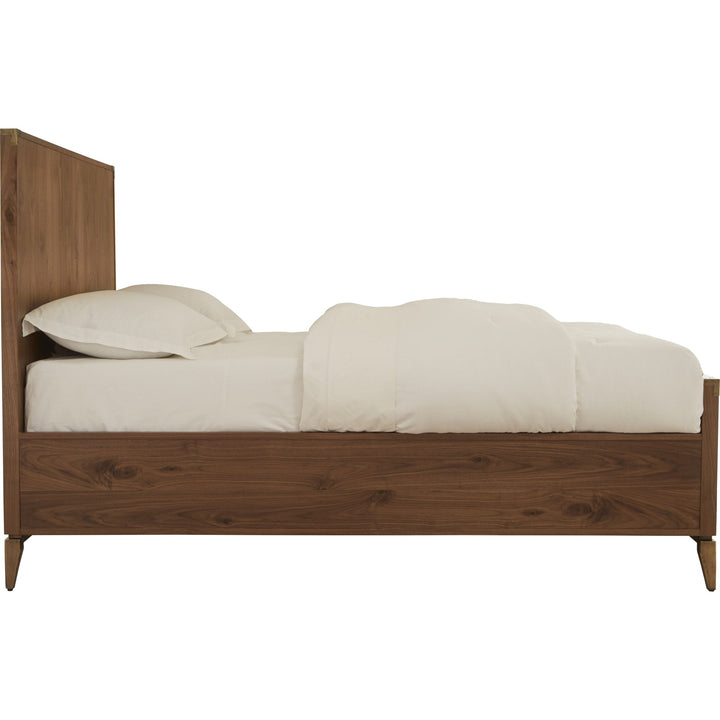 Adler Wood Panel Bed in Natural Walnut — white background, side profile