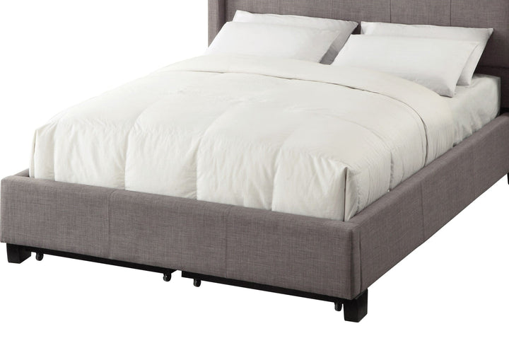 Adona Upholstered Footboard Storage Bed by Modus in Dolphin Linen — white background, angled view