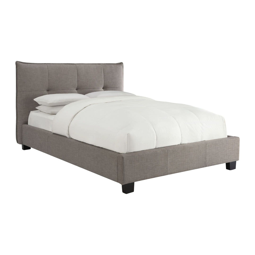 Adona Upholstered Platform Bed by Modus in Dolphin Linen — white background, angled view