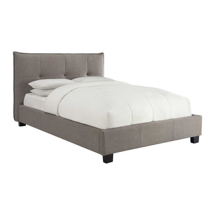 Adona Upholstered Platform Bed by Modus in Dolphin Linen — white background, angled view