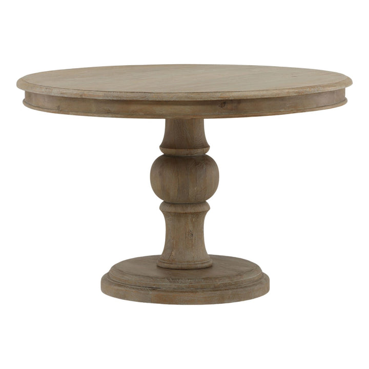 Artis Warm Wash Mango Wood Dining Table, 47-inch, three-quarter studio view