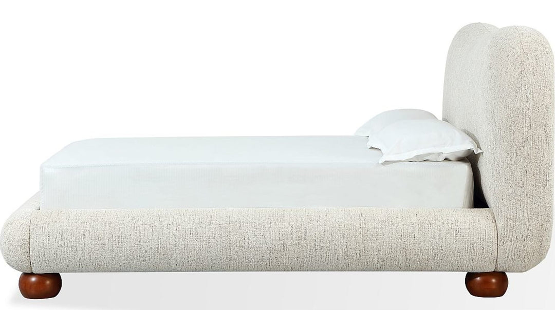 Afra Chenille Upholstered Platform Bed in Chinchilla — white background, side profile