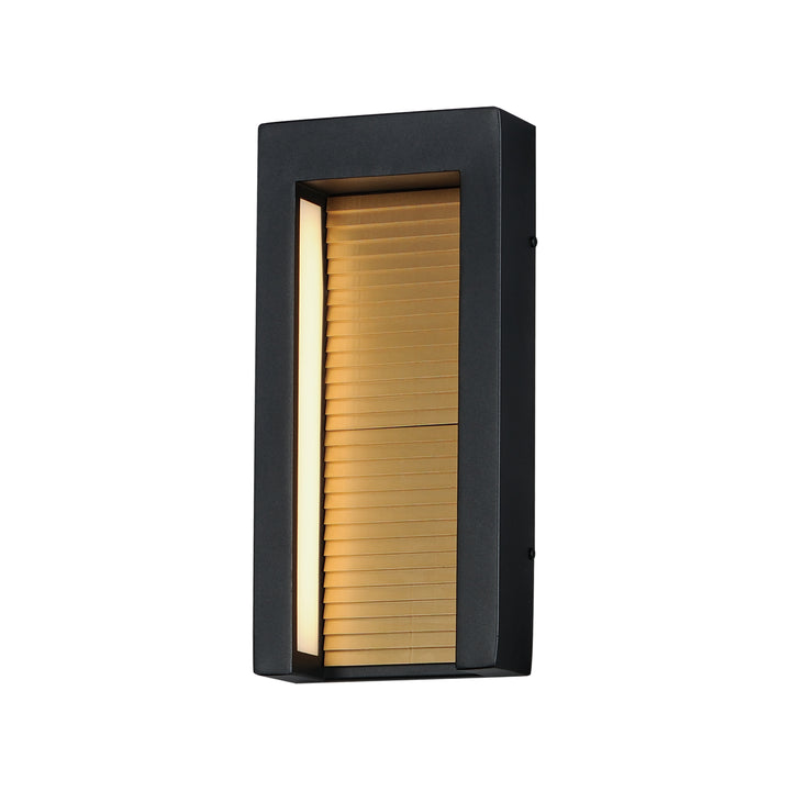 Alcove Medium LED Outdoor Wall Sconce by ET2 Lighting in Black / Gold, front view