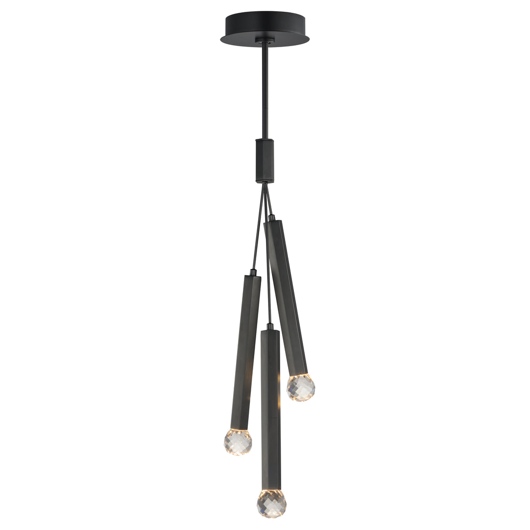 Allumettes 3-Light LED Pendant by ET2 Lighting in Black, front view