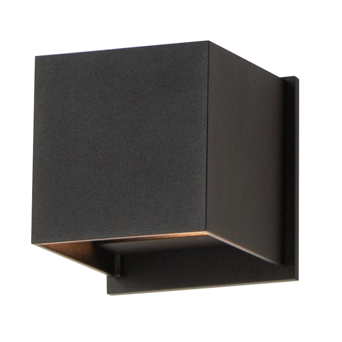 Alumilux: Cube LED Outdoor Wall Sconce by ET2 Lighting in Black, front view
