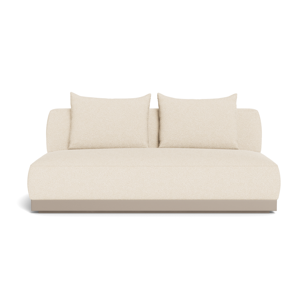 Amalfi 2 Seat Armless Sofa in Aluminum Taupe and Riviera Sand — full product view