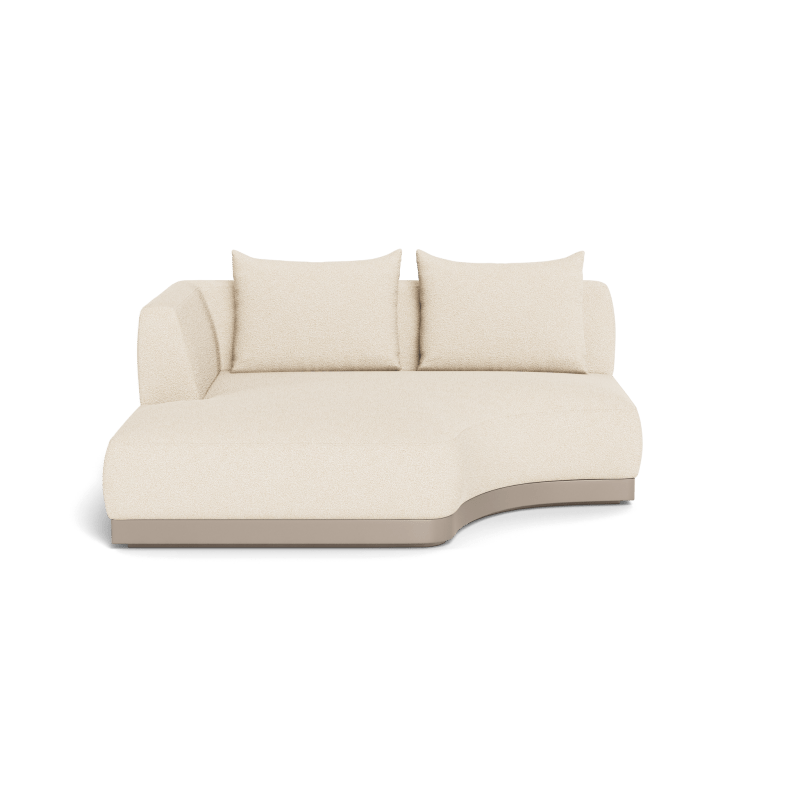 Amalfi Curved Chaise Left in Aluminum Taupe and Riviera Sand — full product view