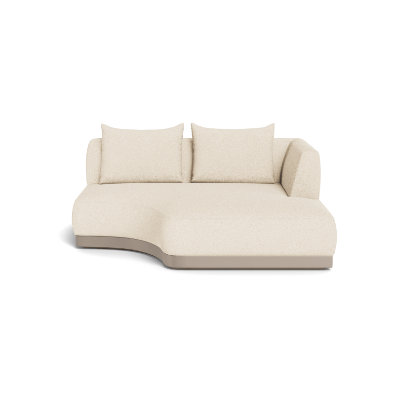 Amalfi Curved Chaise Right in Aluminum Taupe and Riviera Sand — full product view