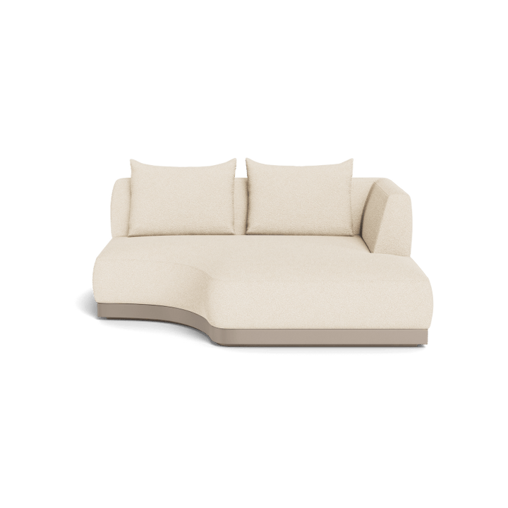 Amalfi Curved Chaise Right in Aluminum Taupe and Riviera Sand — full product view