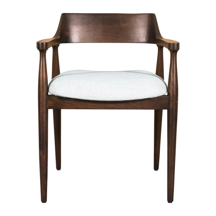 Amaroo Upholstered Dining Arm Chair by Modus in Honey Date — product view on a white background