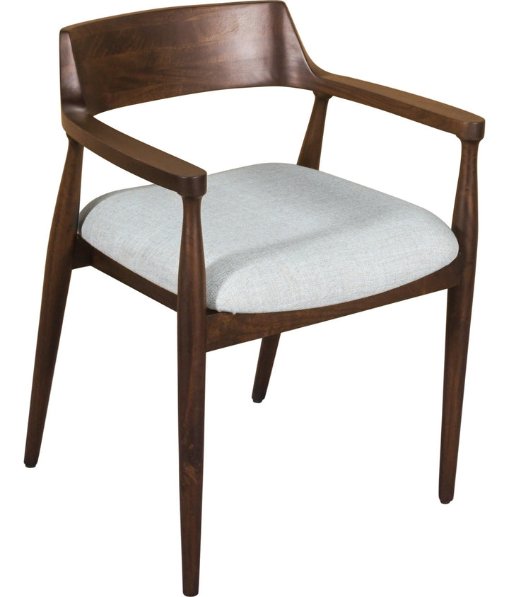 Amaroo Upholstered Dining Arm Chair in Honey Date — product view on a white background