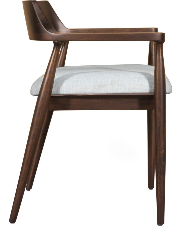 Amaroo Upholstered Dining Arm Chair in Honey Date — product view on a white background