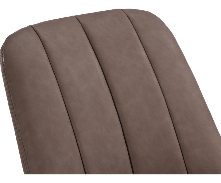 Apollo Upholstered Dining Chair in Cinnamon Synthetic Leather and Brushed Bronze Metal — product view on a white background