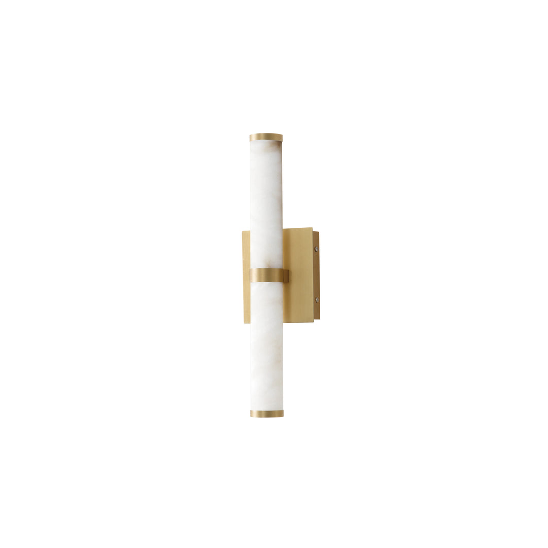Aragon 17" Bath Vanity by ET2 Lighting in White Alabaster / Gold, front view