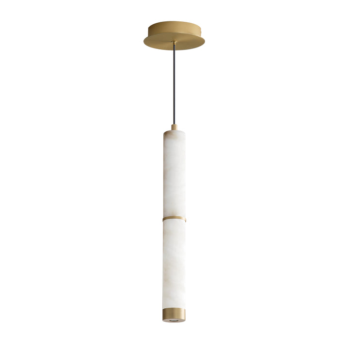 Aragon 17" LED Pendant by ET2 Lighting in White Alabaster / Gold, front view