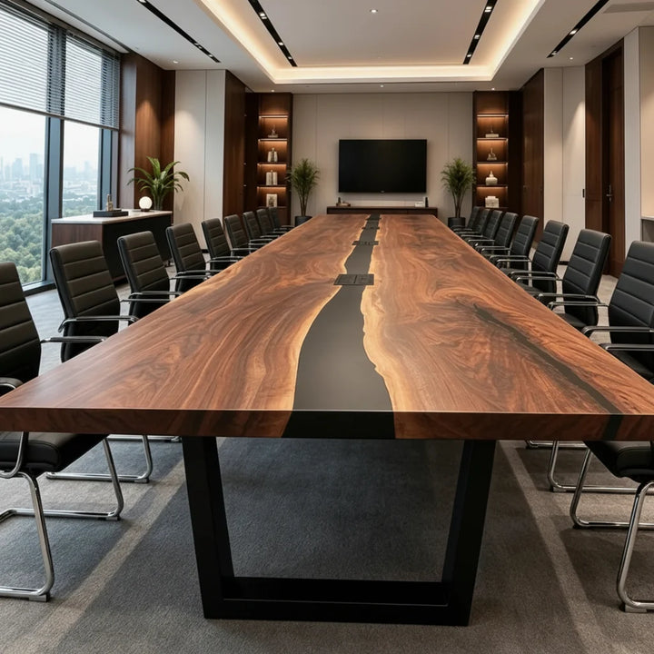 Black Walnut Obsidian Boardroom Table by Thomas Dawn