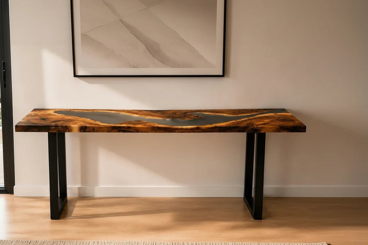 Smoked Walnut Resin Console Table by Thomas Dawn
