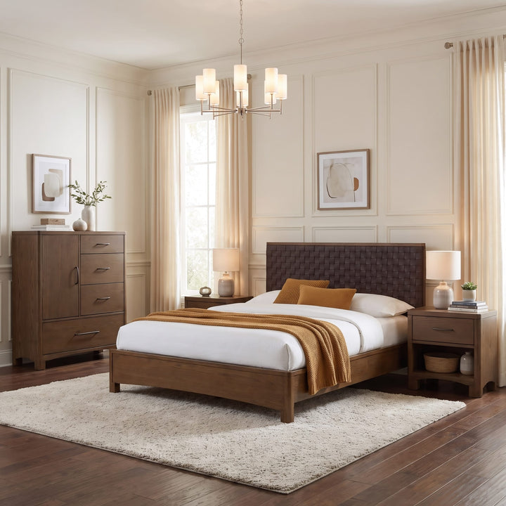 Arden Door Chest in Tavern Brown — in a bedroom setting
