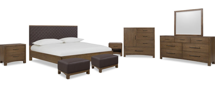 Arden Door Chest in Tavern Brown — shown with the matching bedroom group (sold separately)