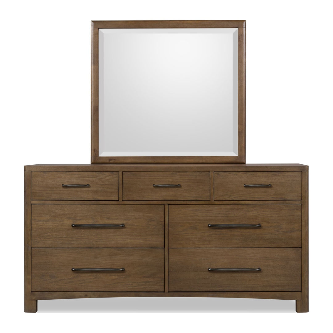 Arden Dresser by Modus in Tavern Brown — on a white background with the matching mirror (sold separately)