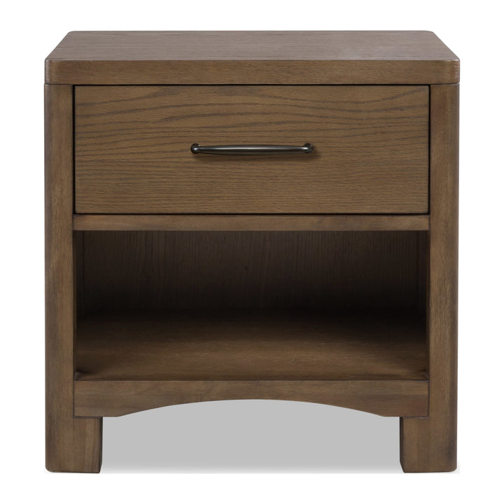 Arden One Drawer Nightstand by Modus in Tavern Brown — on a white background