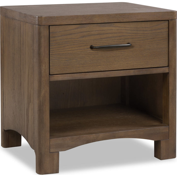 Arden One Drawer Nightstand in Tavern Brown — on a white background