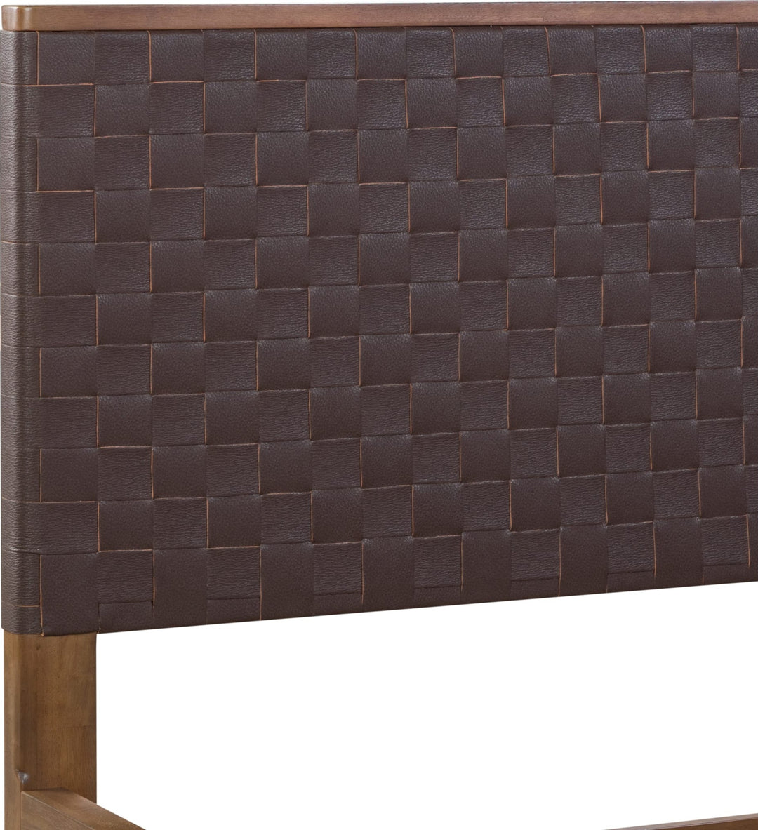 Arden Platform Bed — close-up of the woven headboard panel
