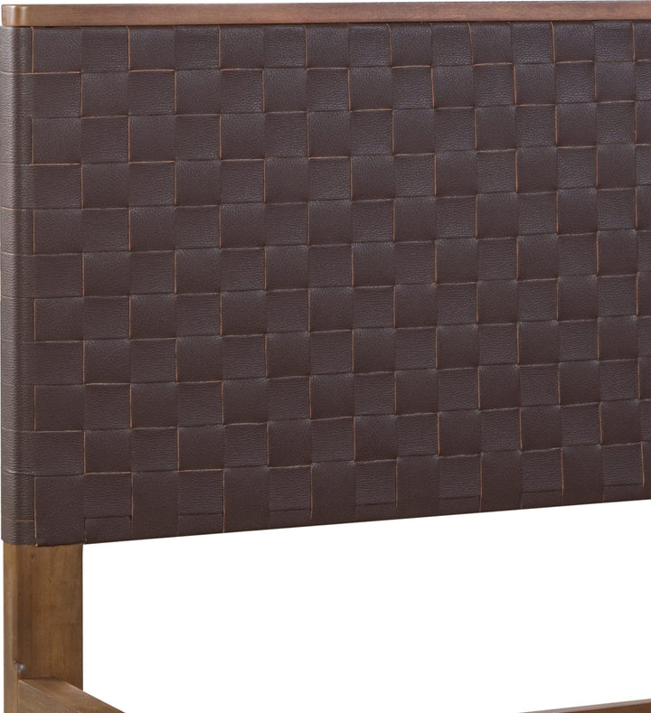 Arden Platform Bed — close-up of the woven headboard panel