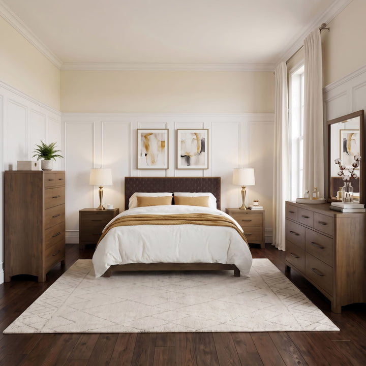 Arden Six Drawer Chest in Tavern Brown — in a bedroom setting