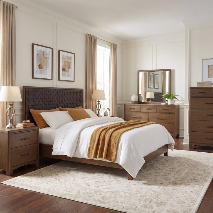 Arden Six Drawer Chest in Tavern Brown — in a bedroom setting