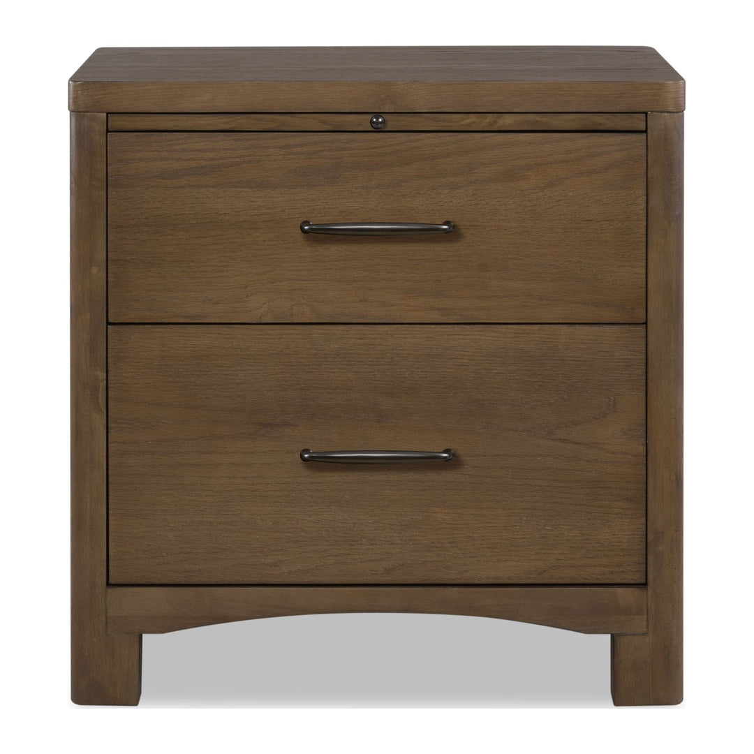 Arden Two Drawer Nightstand by Modus in Tavern Brown — on a white background