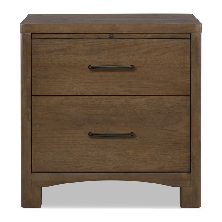 Arden Two Drawer Nightstand by Modus in Tavern Brown — on a white background