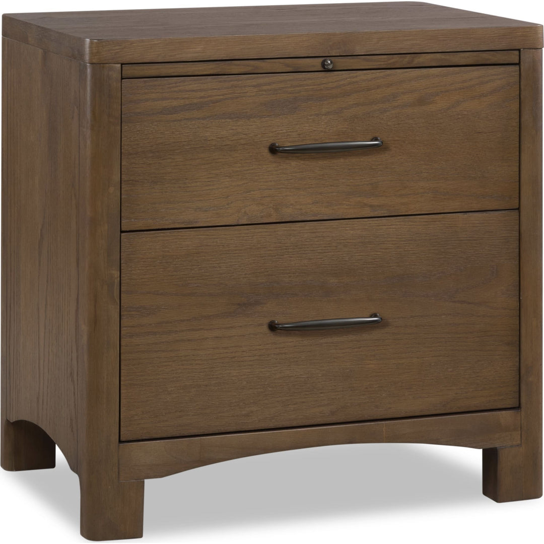 Arden Two Drawer Nightstand in Tavern Brown — on a white background