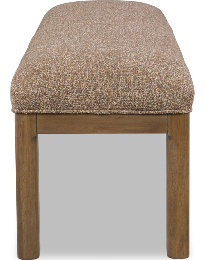 Arden Upholstered Dining Bench in Tavern Brown — product view on a white background