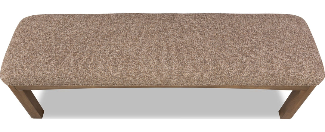 Arden Upholstered Dining Bench in Tavern Brown — product view on a white background