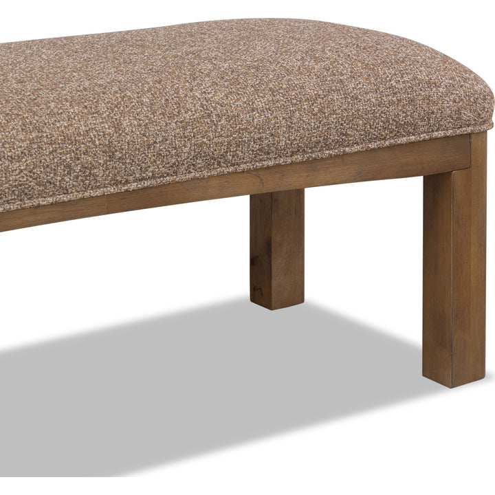 Arden Upholstered Dining Bench in Tavern Brown — product view on a white background