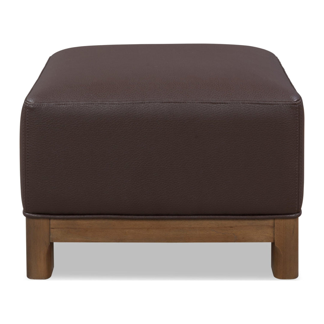 Arden Upholstered Ottoman by Modus in Tavern Brown — on a white background
