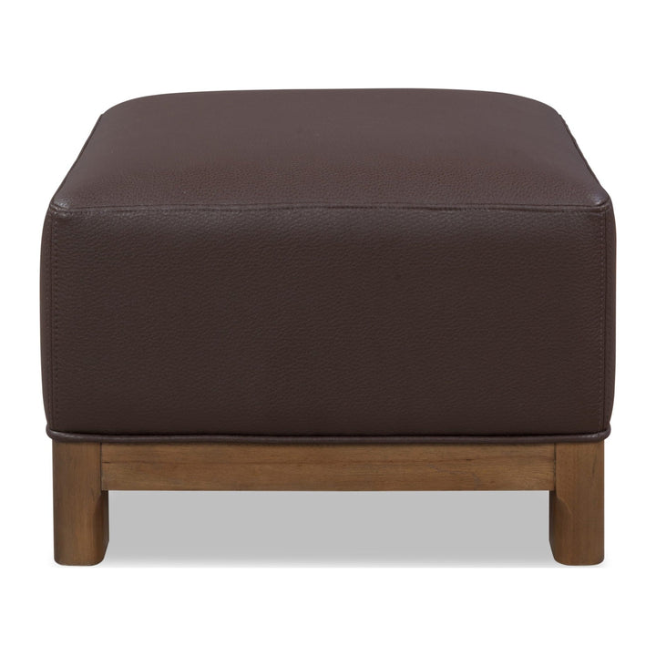 Arden Upholstered Ottoman by Modus in Tavern Brown — on a white background
