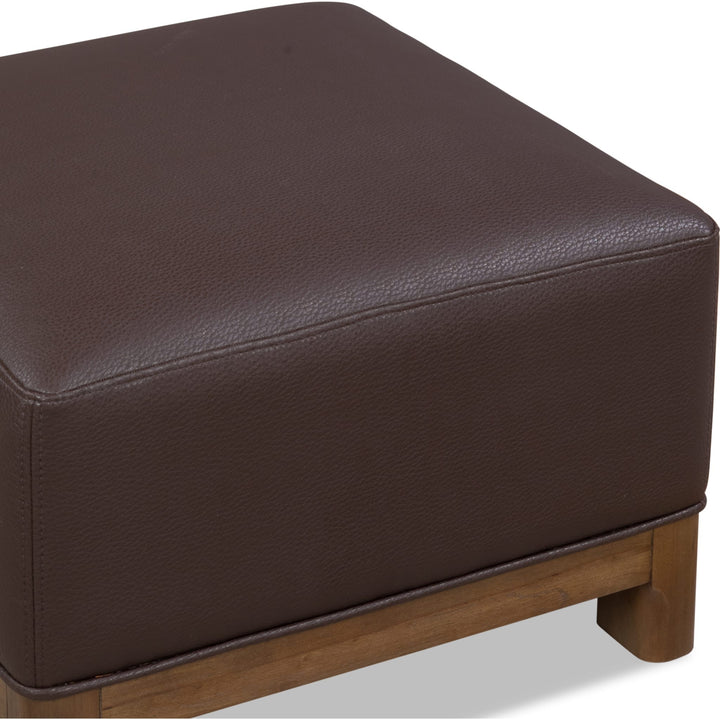 Arden Upholstered Ottoman in Tavern Brown — detail view