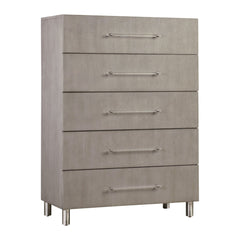 Argento Five Drawer Chest by Modus in Misty Grey — on a white background