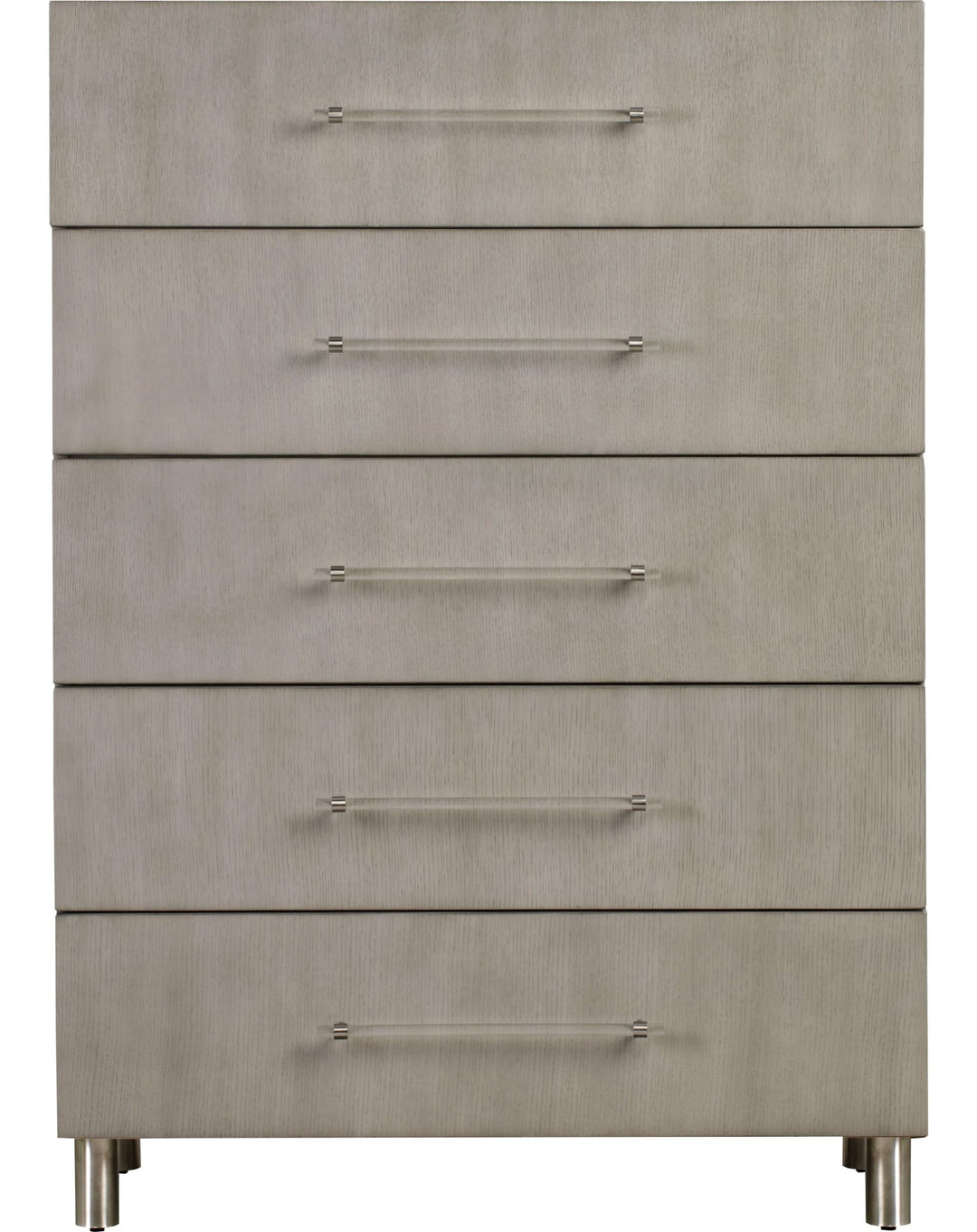 Argento Five Drawer Chest in Misty Grey — on a white background