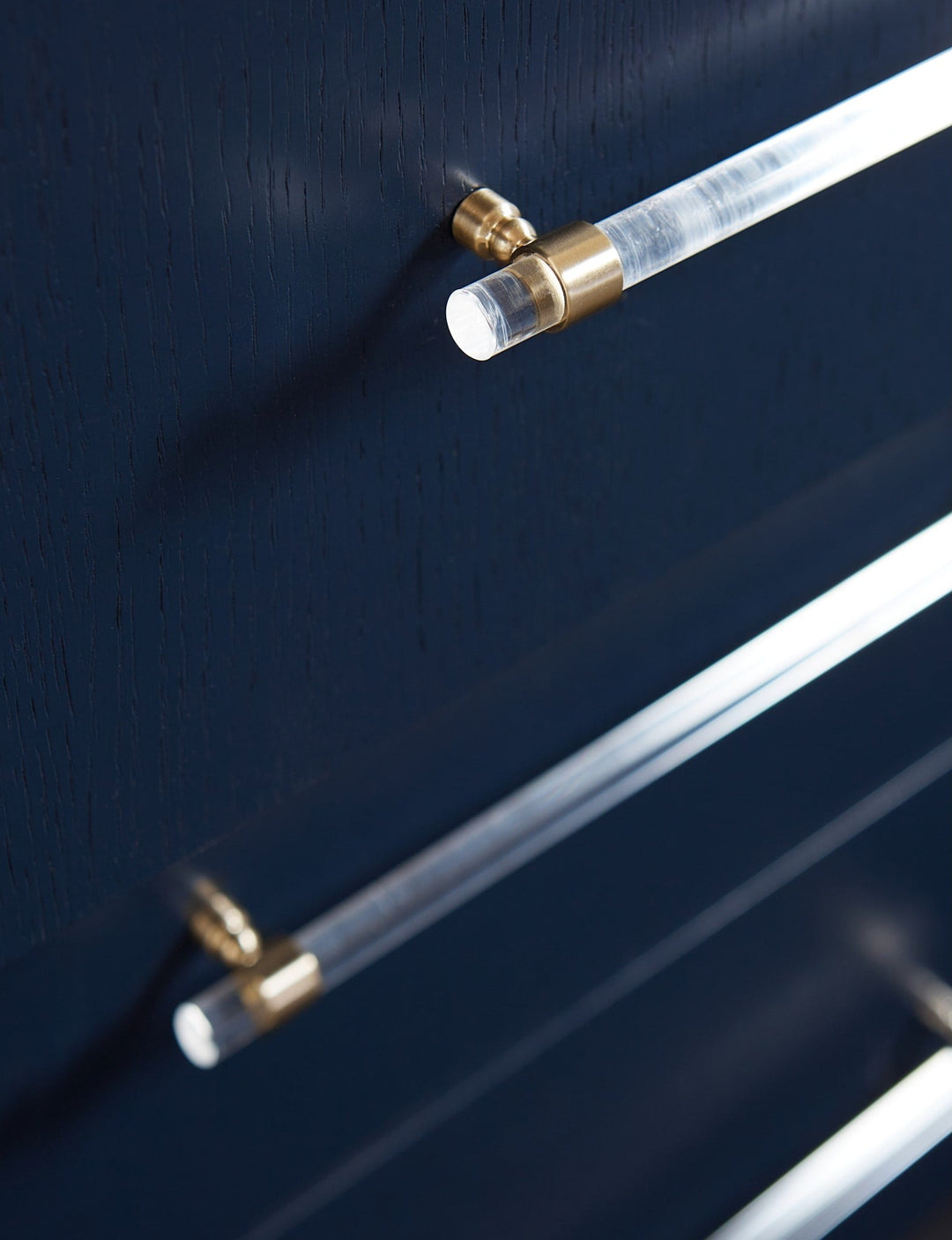 Argento Five Drawer Chest in Navy Blue &amp; Burnished Brass — detail view