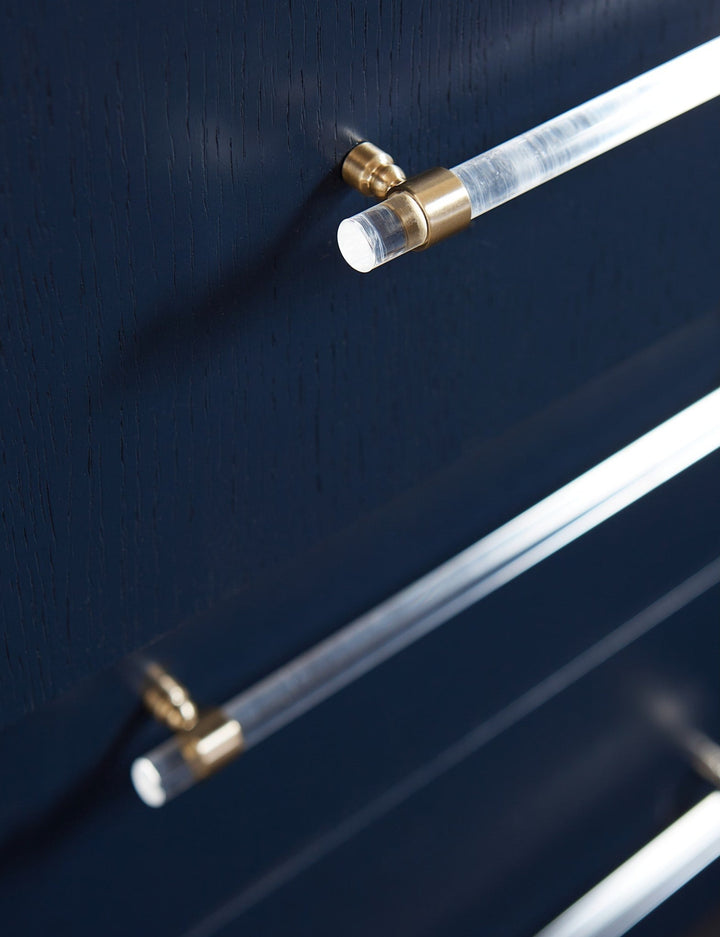 Argento Five Drawer Chest in Navy Blue &amp; Burnished Brass — detail view