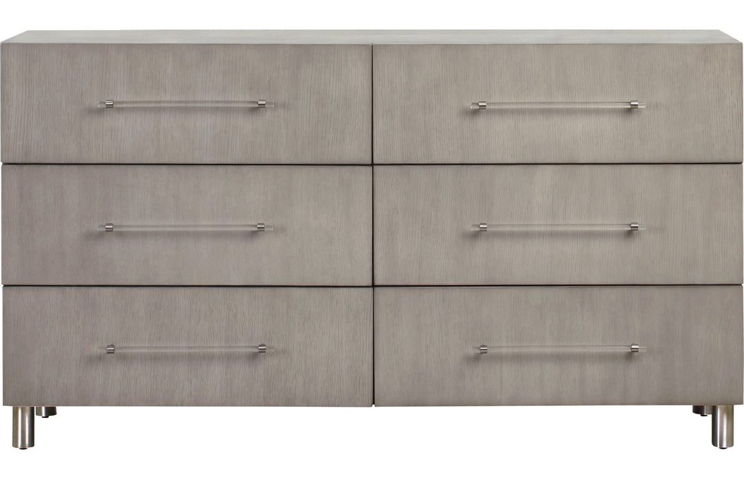 Argento Six Drawer Dresser in Misty Grey — on a white background